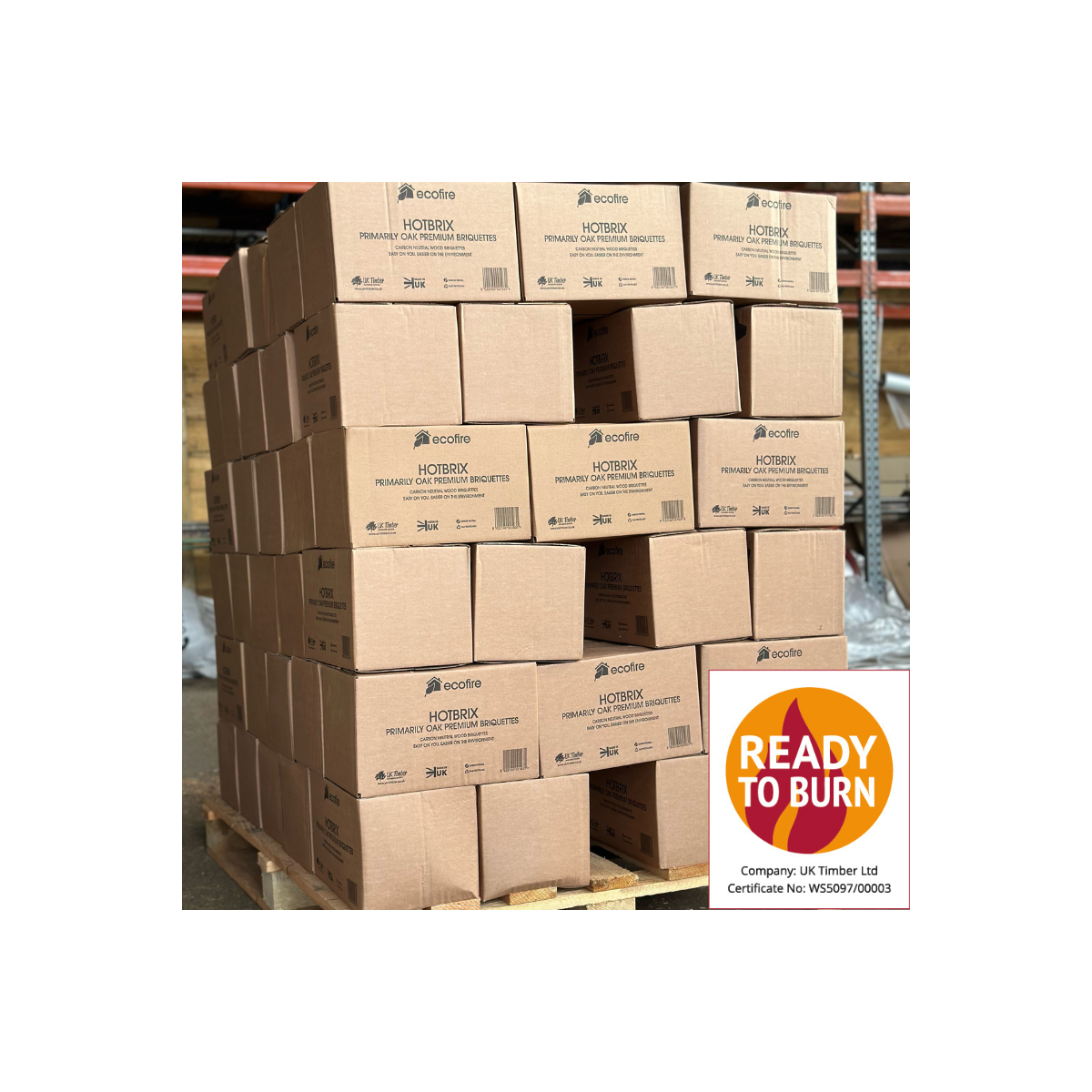 Full Tonne Ecofire Boxed HotRods Briquettes - Multi Buy Discount!